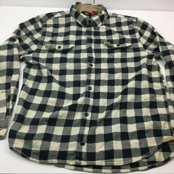 Mountain & Isles Mens Black White Buffalo Check Flannel Button Shirt Size Large - Picture 2 of 4